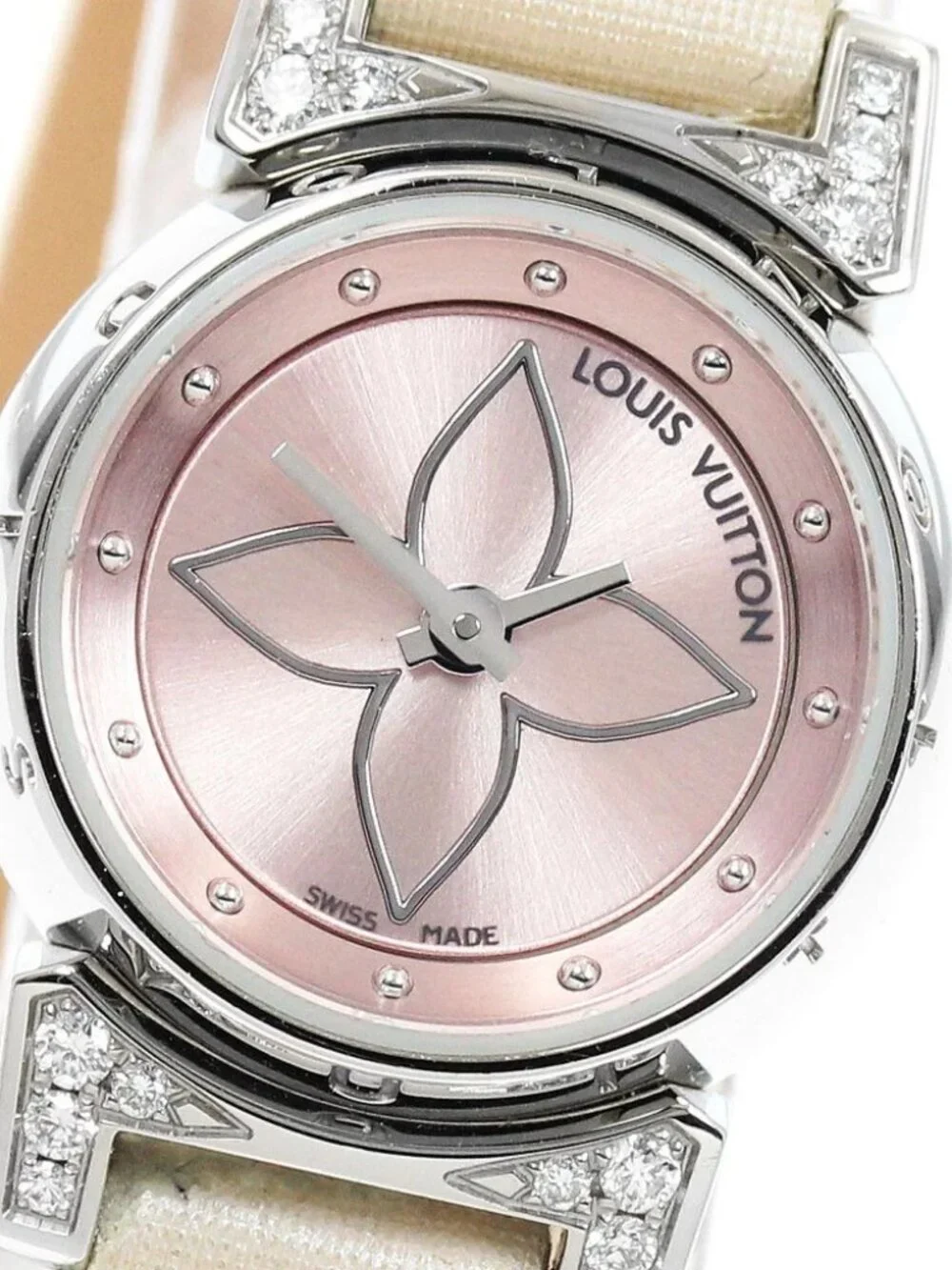 LOUIS VUITTON Tambour Viju Q151P Rug diamond pink Dial Quartz Ladies_967450
